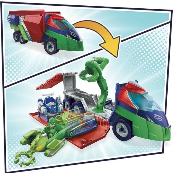 PJ Masks Toys PJ Launching Seeker Car Playset with Sounds, 2-in-1 Vehicle and Ca - Picture 4 of 12